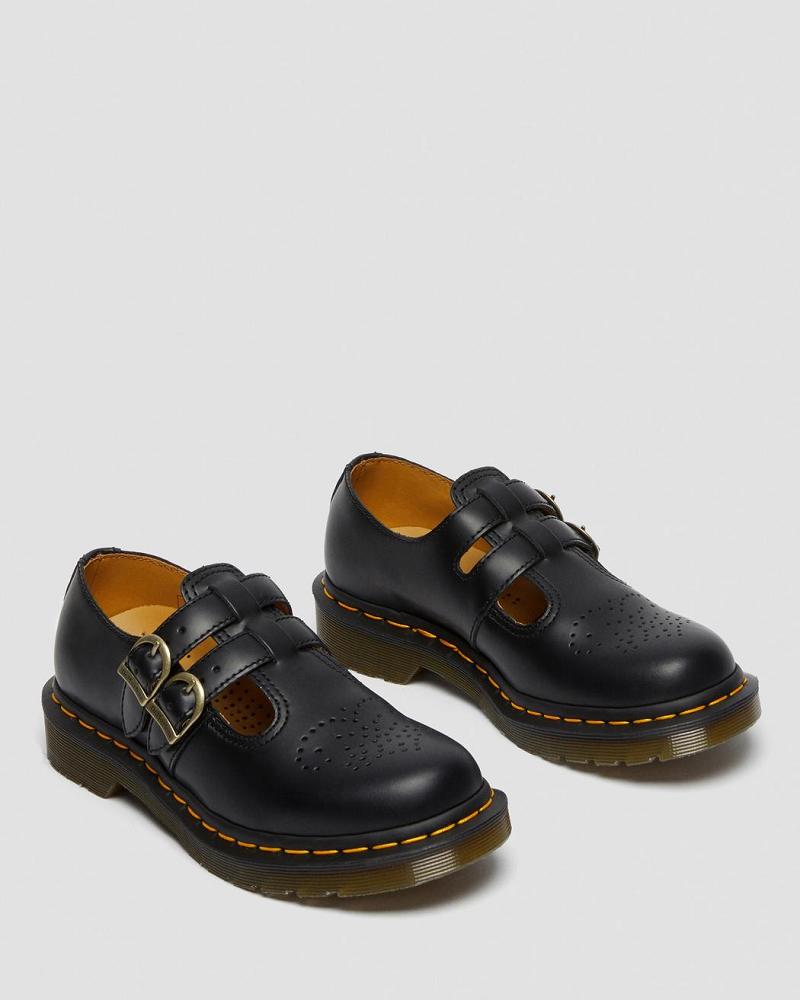 Women's Dr Martens 8065 Smooth Leather Mary Jane Shoes Black | AU 334JPQ